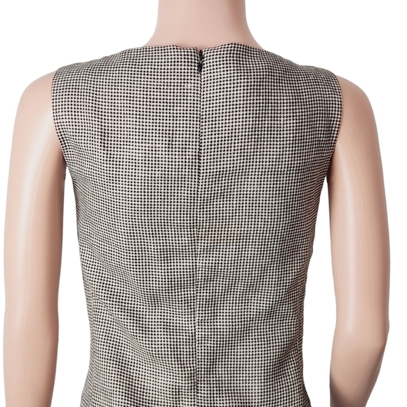 LAUREN Ralph Lauren Black White Houndstooth Tank Sheath Dress Linen Wool SZ: 4 - Picture 6 of 10